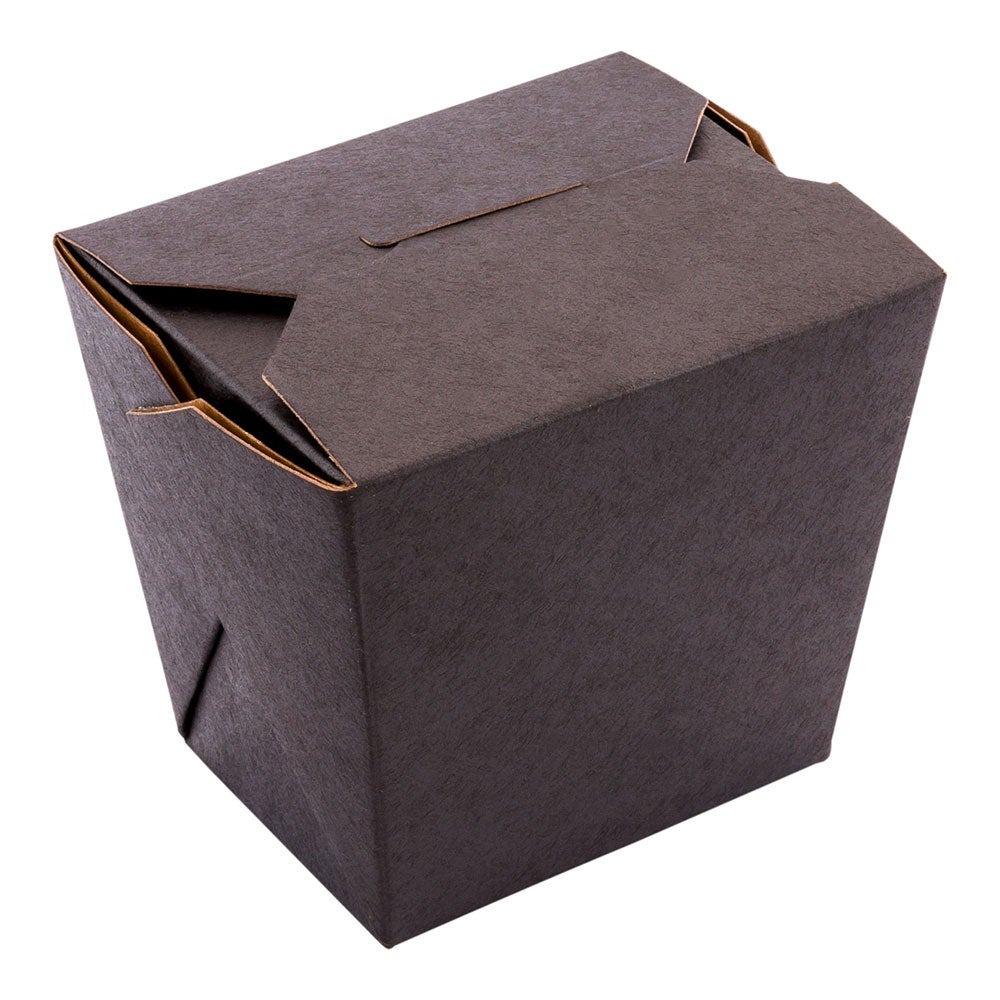 Containers, Noodle Take-Out, Bio Tek 16 Ounce, Paper, Black, 3.50 x 3 x 3.25 Inch, Square,8 - 25 COUNT