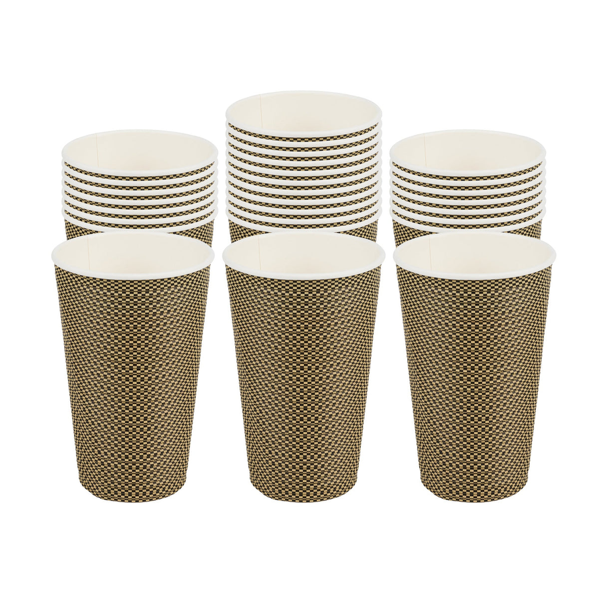 Cups, Coffee, 16 Ounce, Paper, Mocha Pin Check, Spiral Wall, 3.50 x 3.50 x 5.50 Inch,20 - 25 COUNT