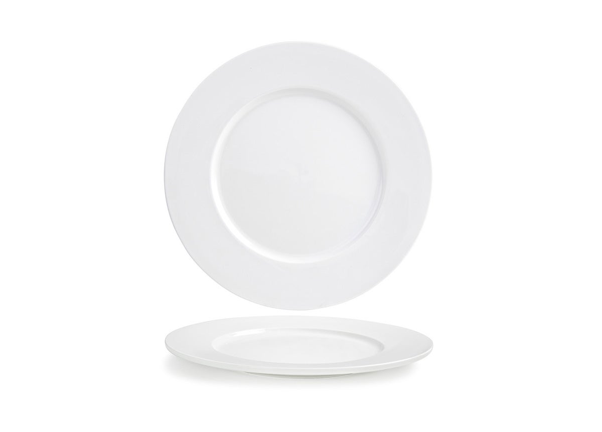 Plates, Monaco, 12.5 Inch, Porcelain, Round, Wide Rim,6 - 1 COUNT