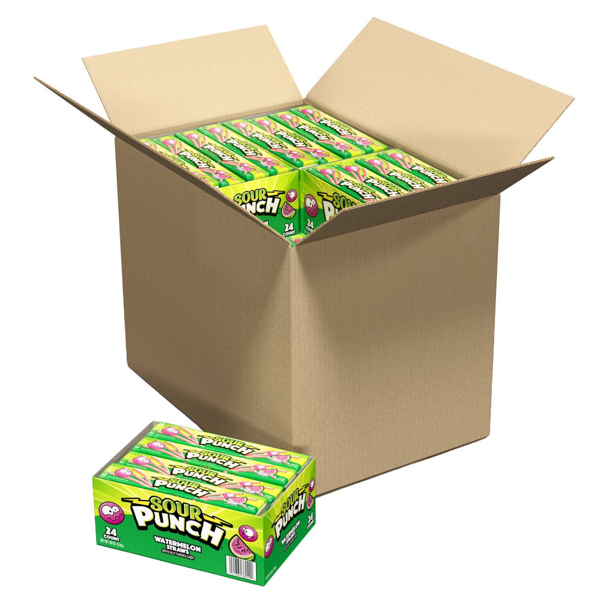 Candy Straws, Watermelon, 2 Ounce,12 - 24 COUNT