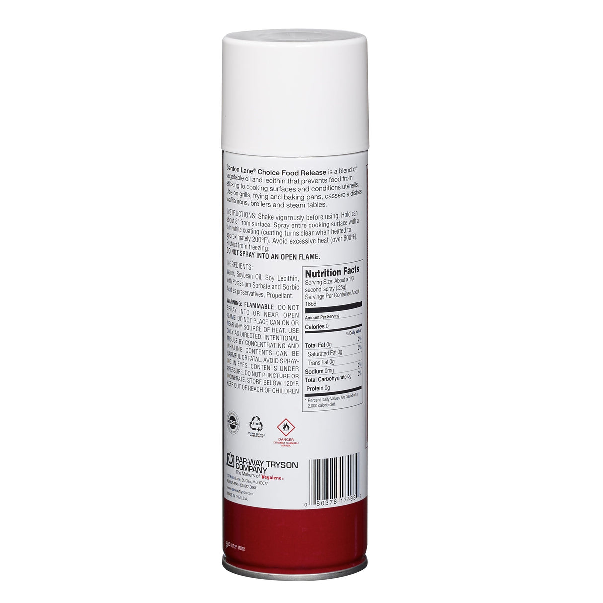 Spray, Pan Coating, Aerosol, Water-Based,6 - 16.5 OUNCE