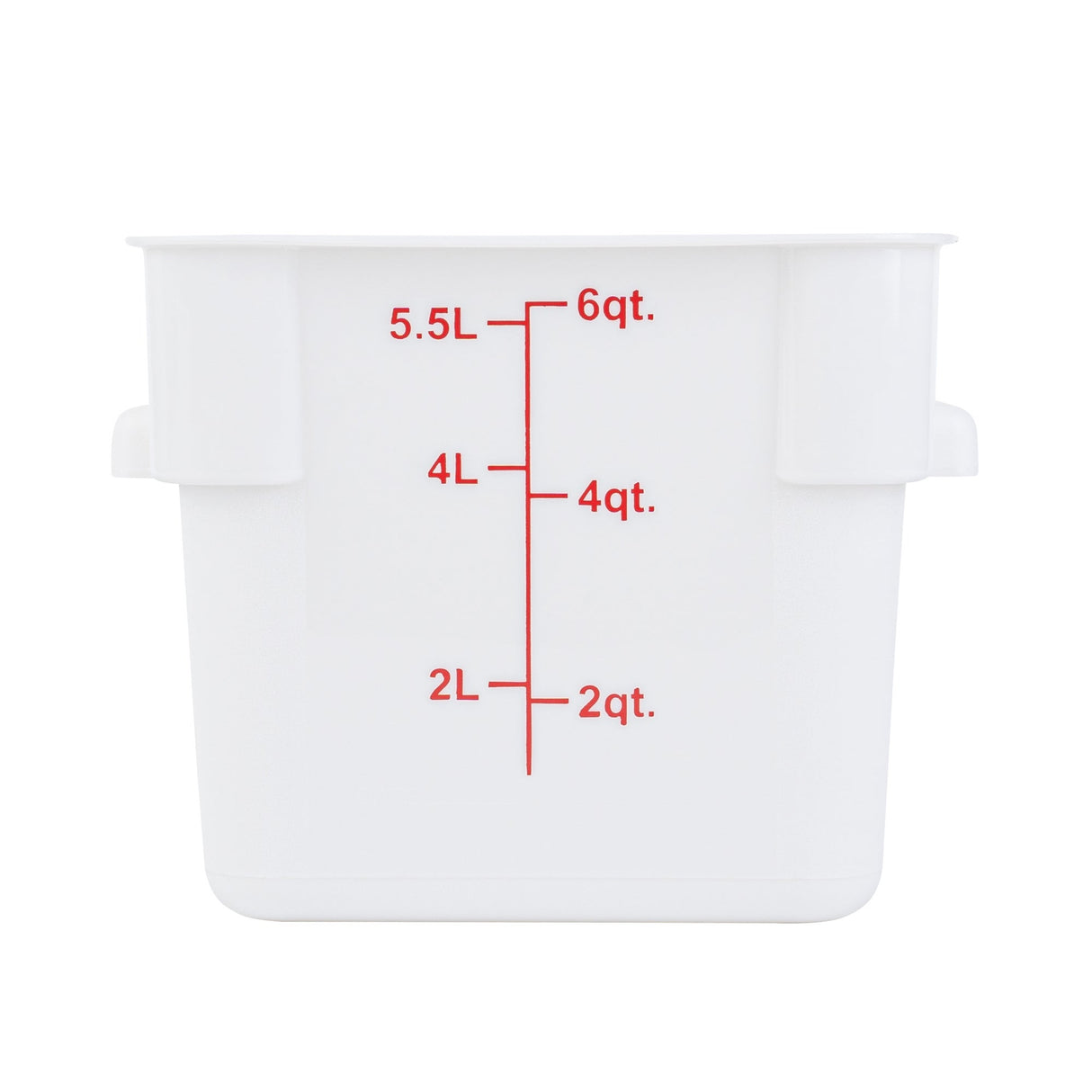 Containers, Food Storage, Met Lux 6 Quart, Square, White, 9 x 9 x 7.50 Inch, with Red Volume Markers,10 - 1 EACH