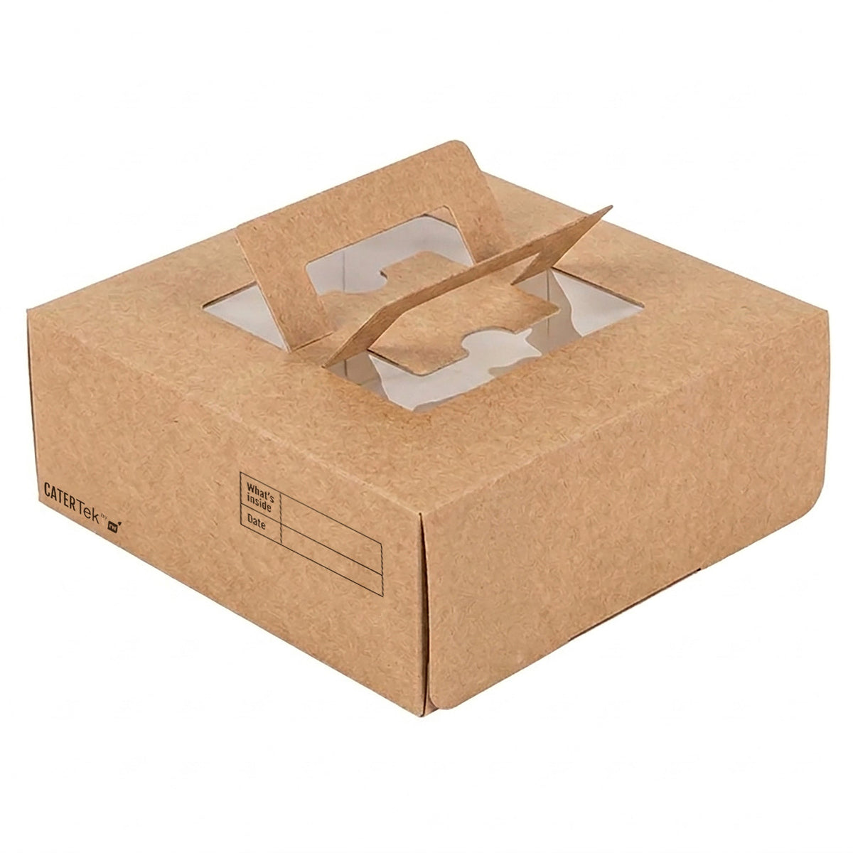 Boxes, Lunch & Cake, 9 x 9 x 3.50 Inch, Paper, Kraft, with Pop-Up Handles & Window,50 - 1 COUNT