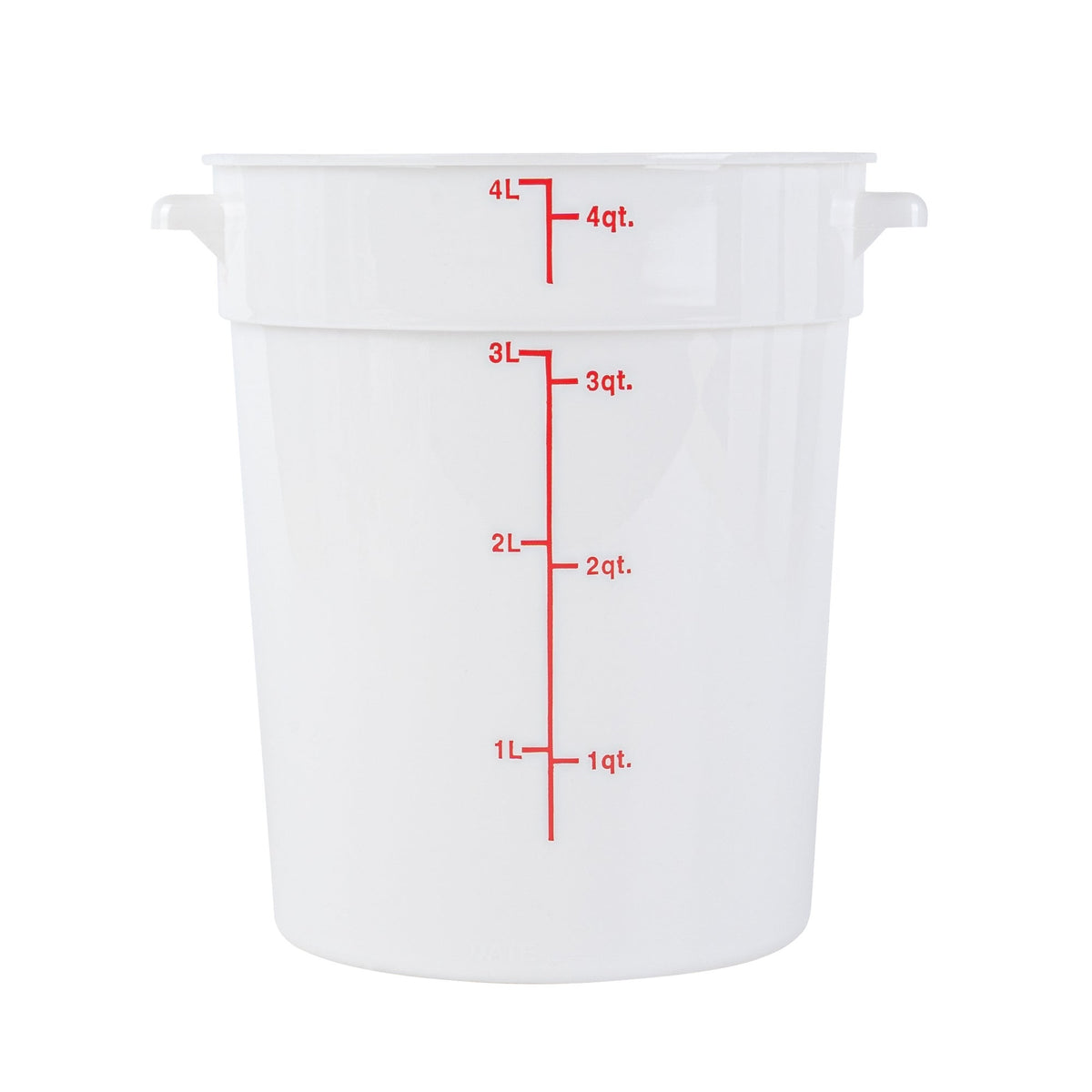 Containers, Food Storage, Met Lux 4 Quart, Round, White, 7.25 x 7.25 x 8.50 Inch, with Red Volume Markers,10 - 1 EACH