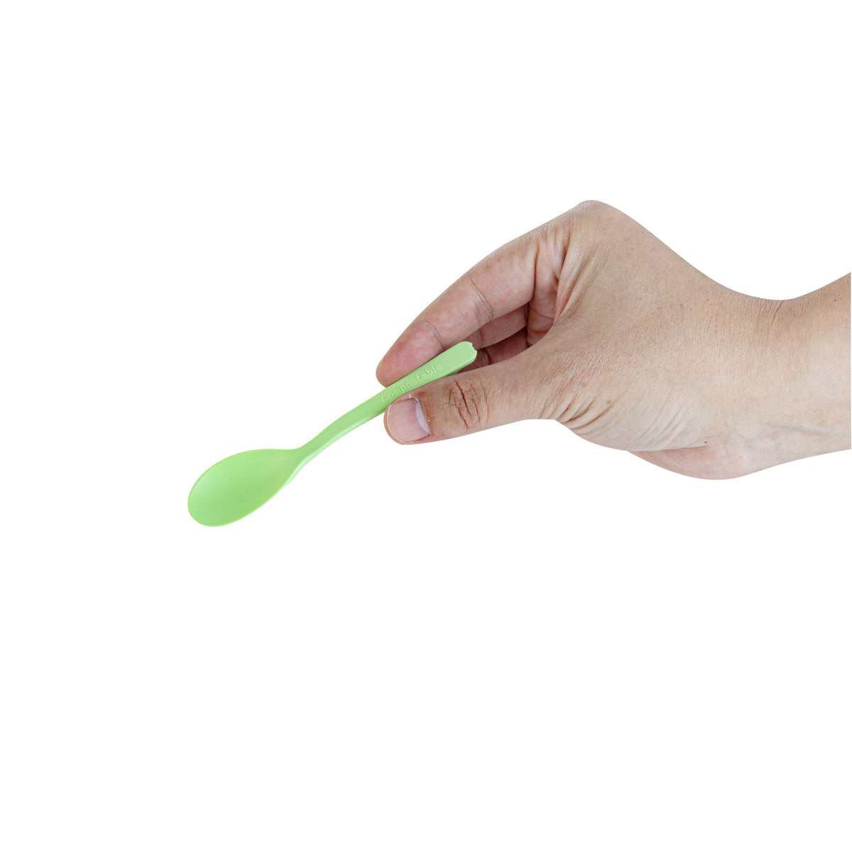 Spoons, Mini, Basic Nature, Plastic, Green, 4 Inch, Heat-Resistant, CPLA,10 - 100 COUNT