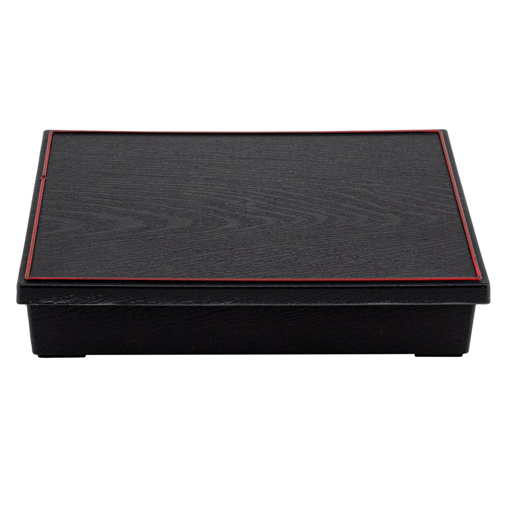 Box, Japanese Style Bento 6-Compartment, 10.75 x 8.25 x 2.25 Inch, Plastic, Black & Red, ABS,1 - 1 EACH
