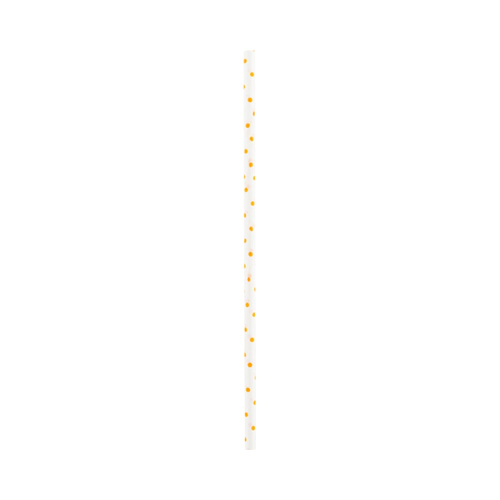 Cake Pop & Lollipop Sticks, 6 Inch x 0.16 Inch, Paper, White, with Orange Polka Dots, Biodegradeable,1 - 100 COUNT