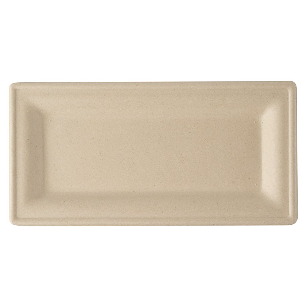 Plates, Pulp Safe 10 x 5 x 0.5 Inch, Sugarcane & Bagasse, Natural, Rectangular,100 - 1 COUNT