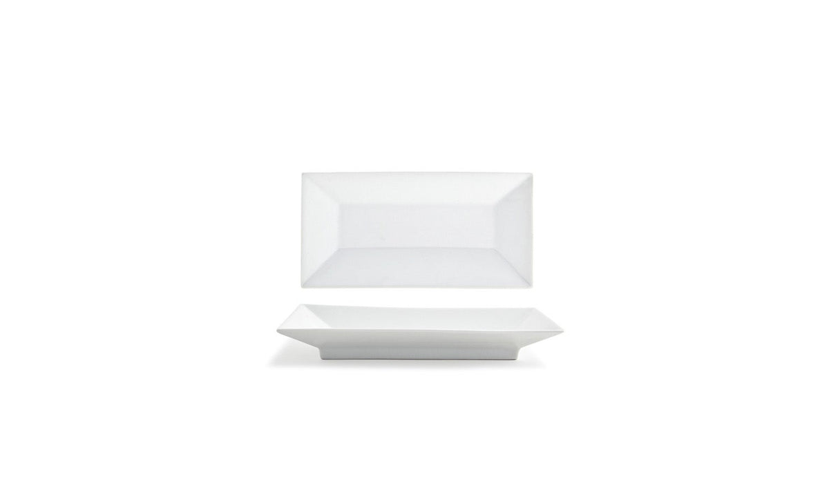 Plates, Footed, Kyoto, 4.75 x 9.25 Inch, White, Rectangular,6 - 1 COUNT
