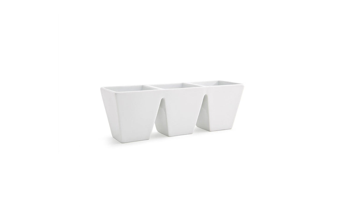 Bowls, 3 Compartment, Kyoto, 6 Ounce, White, Rectangular,6 - 1 COUNT