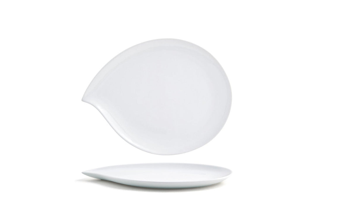 Plates, Teardrop, 12 Inch, White, Porcelain, 12 Linear Inch,6 - 1 COUNT