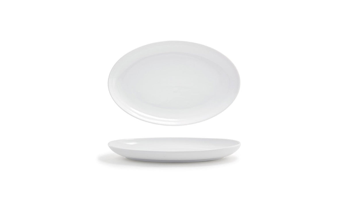 Plates, Porcelain, 11.5 Inch, White, Oval,4 - 1 COUNT