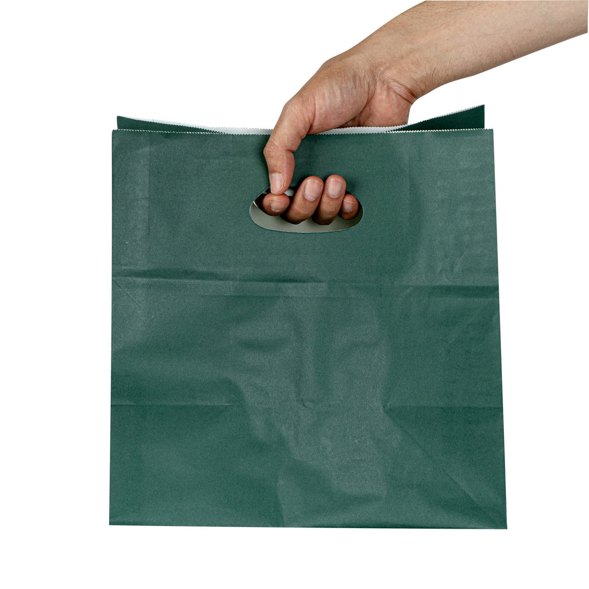 Bags, Take-Out, Bag Tek 11 x 7 x 11 Inch, Paper, Forest Green, Rectangular, with Handles,100 - 1 COUNT