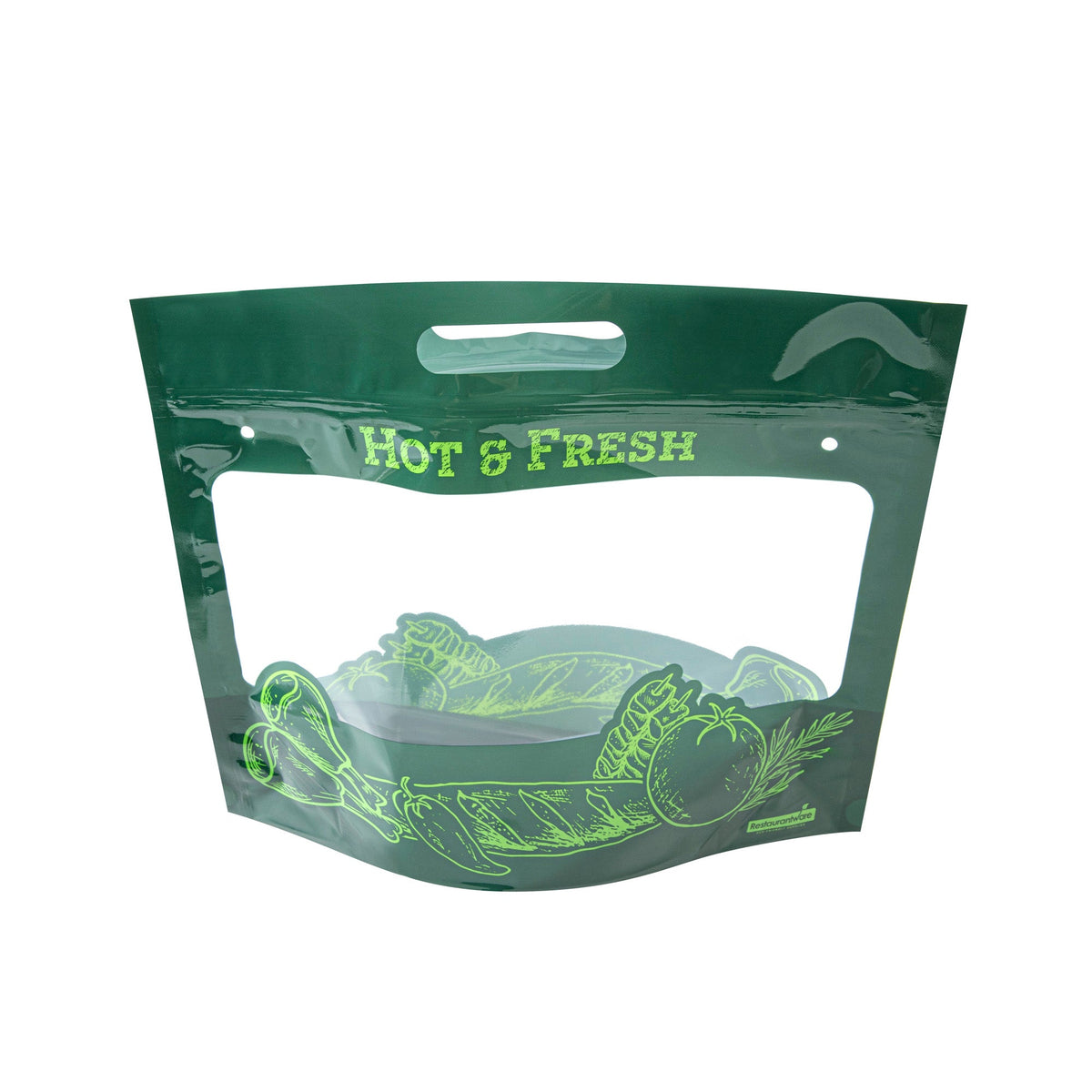 Bags, Hot Food, Bag Tek 12.75 x 5.75 x 10.25 Inch, Plastic, Green,100 - 1 COUNT