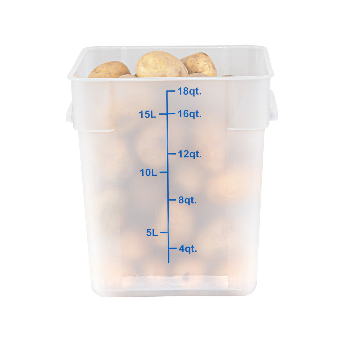 Containers, Food Storage, Met Lux 18 Quart, Square, Translucent, 11 x 11 x 12.50 Inch, with Blue Volume Markers,10 - 1 EACH