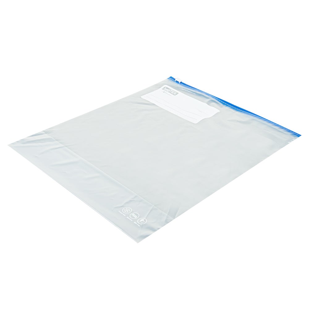 Bags, Freezer, Bag Tek 2 Gallon, Plastic, Clear, Slider, 13 x 5 x 15 Inch, with Write-On Label, Expandable Bottom,1000 - 1 COUNT
