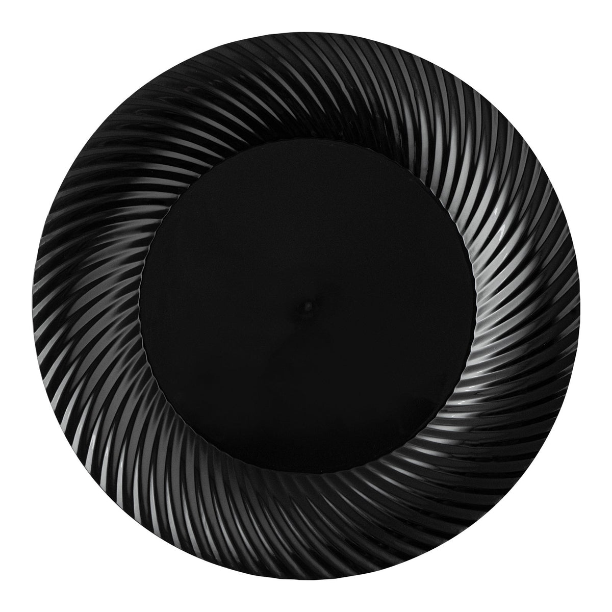Plates, Moderna 7 x 7 x 0.50 Inch, Plastic, Black, Wave Textured Rim, Round,40 - 1 COUNT