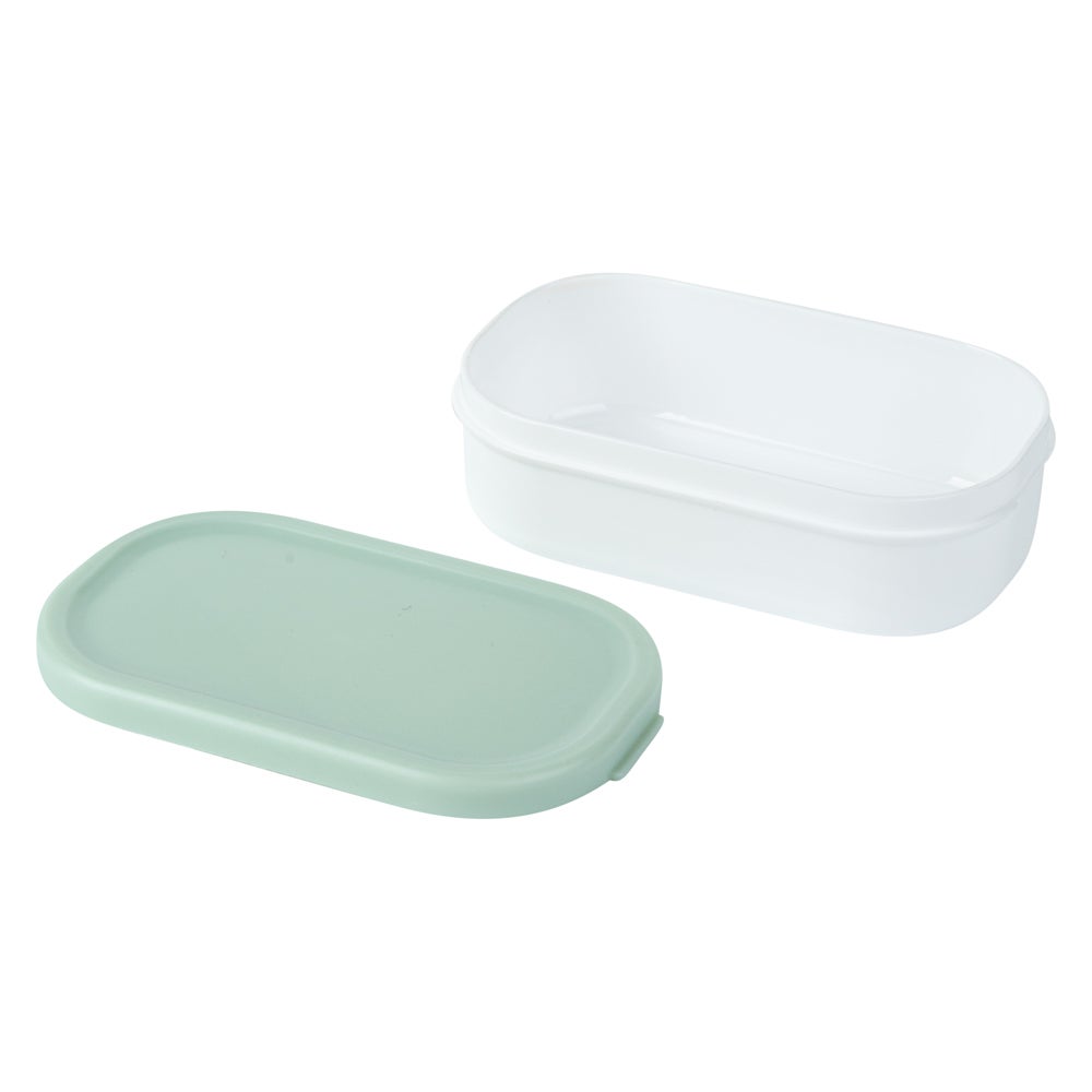 Containers, Buddha Box Snack & Sauce, Bento Tek 3 Ounce, Plastic, White, 3.75 x 2.25 x 1.25 Inch, with Green Lid,4 - 1 COUNT