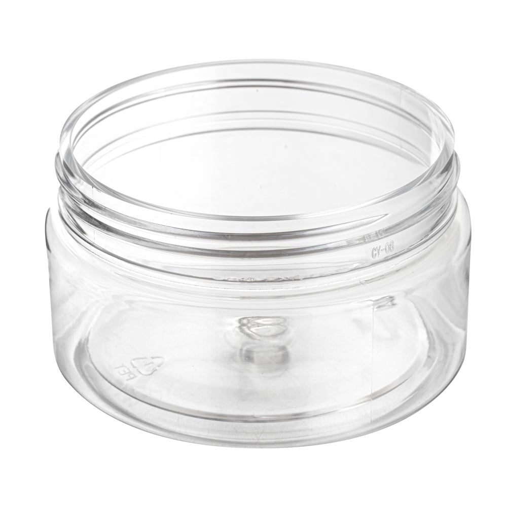Jars, Candy & Snack, RW Base 4 Ounce, Plastic, Clear, with Black Plastic Lid, 2.75 x 2.75 x 1.5 Inch,10 - 1 EACH