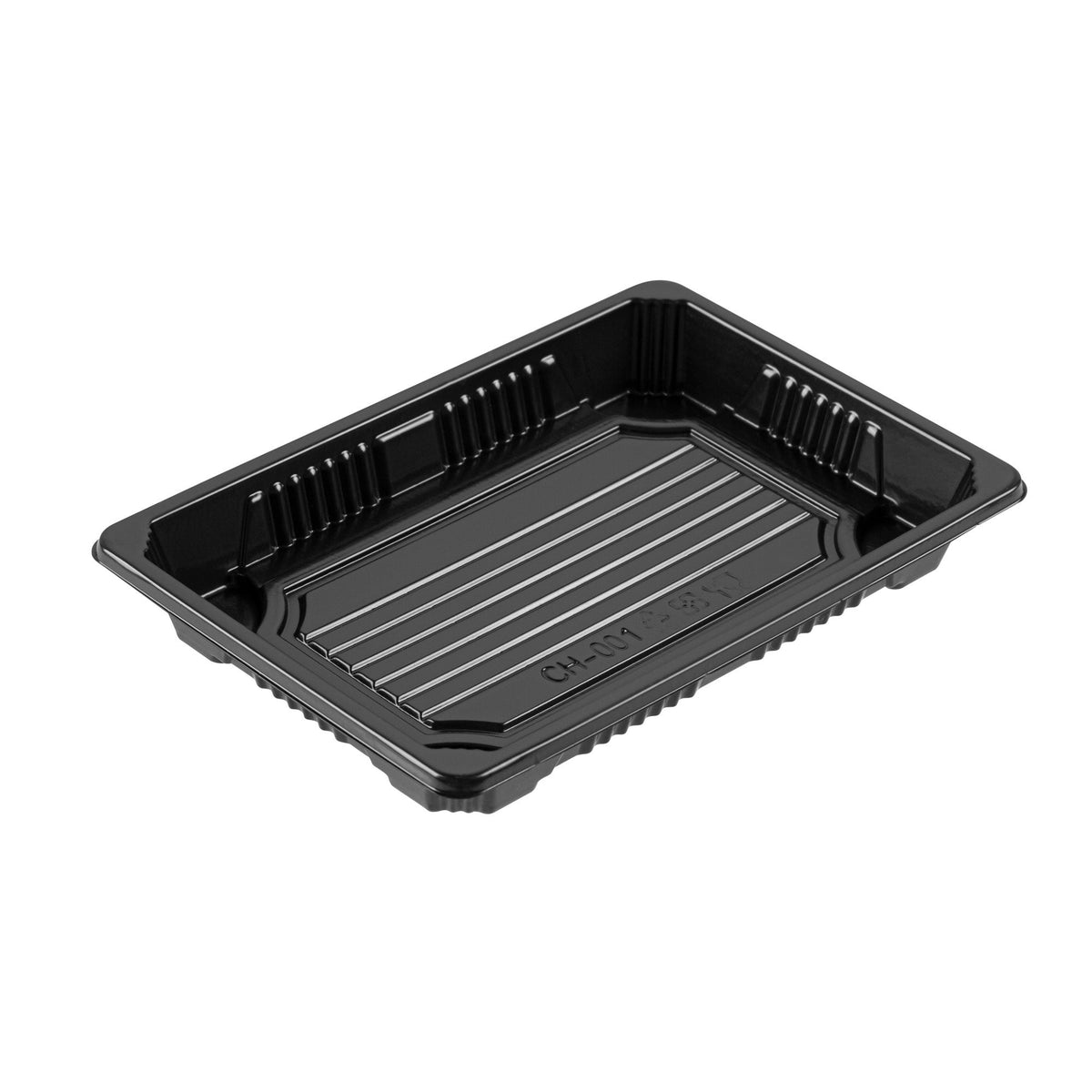 Trays, Take-Out Sushi, Roku 6.50 x 4.25 x 1.50 Inch, Plastic, Black, Rectangular, includes Clear Lid,100 - 2 PIECE