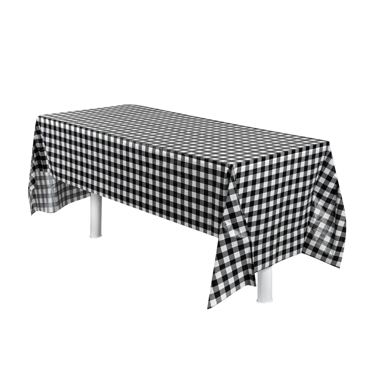 Covers, Table, Table Tek 108 x 54 Inch, Plastic, Black Gingham, Rectangular,10 - 2 COUNT