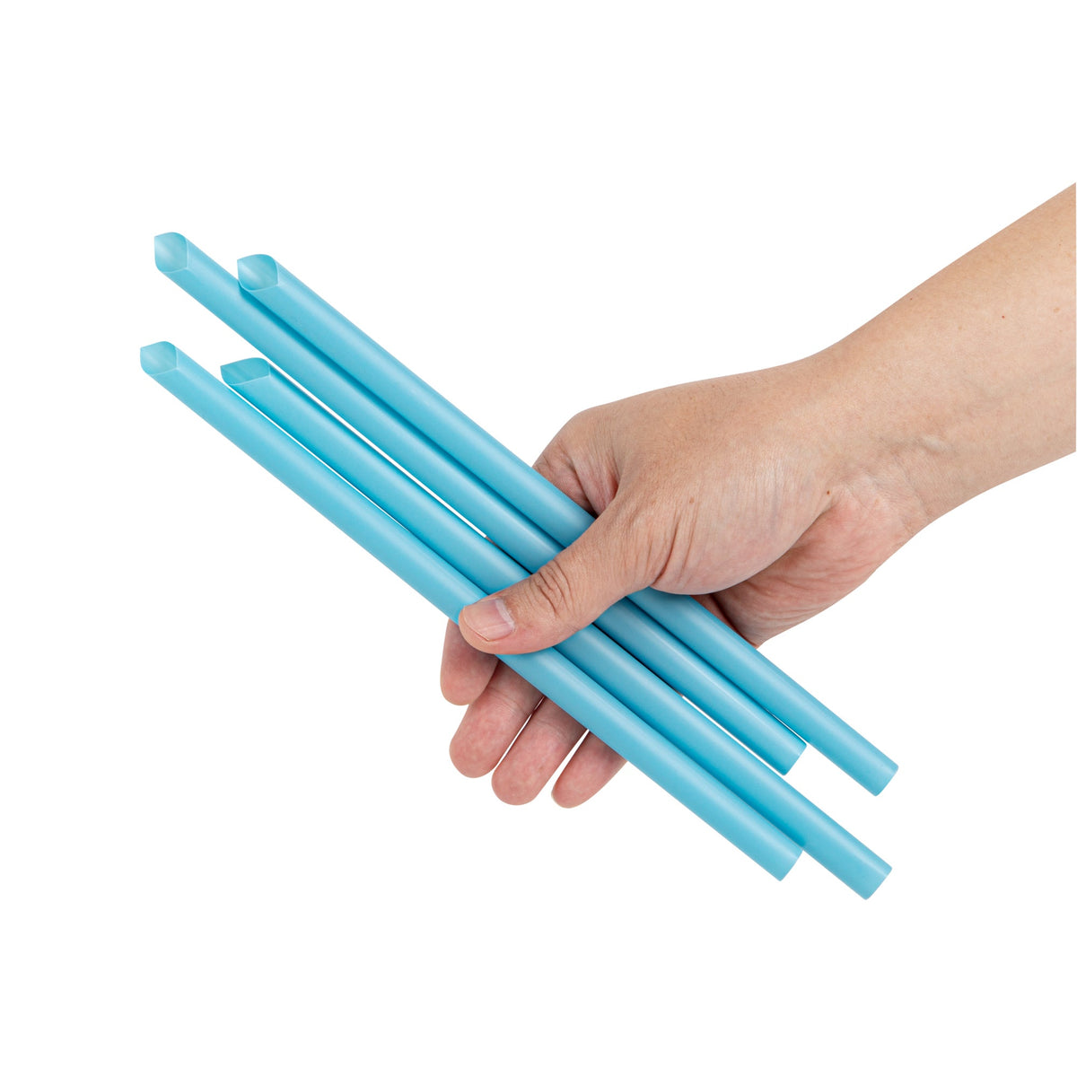 Straws, Boba, Basic Nature, Plastic, Blue, Pointed, 9 Inch, Unwrapped, PLA,100 - 1 EACH