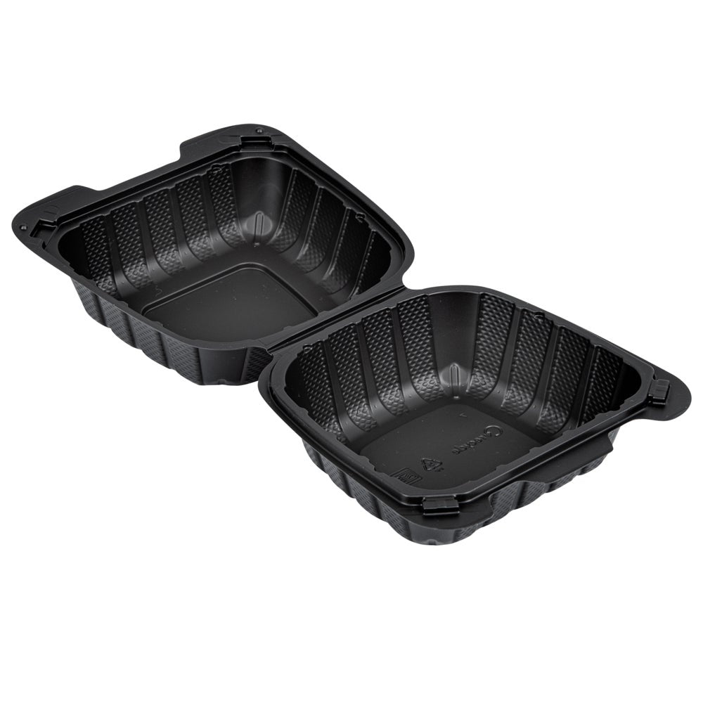 Containers, Thermo Tek 18 Ounce, Mineral-Filled Plastic, Black, 6 x 6 x 3 Inch, Clamshell,100 - 1 EACH