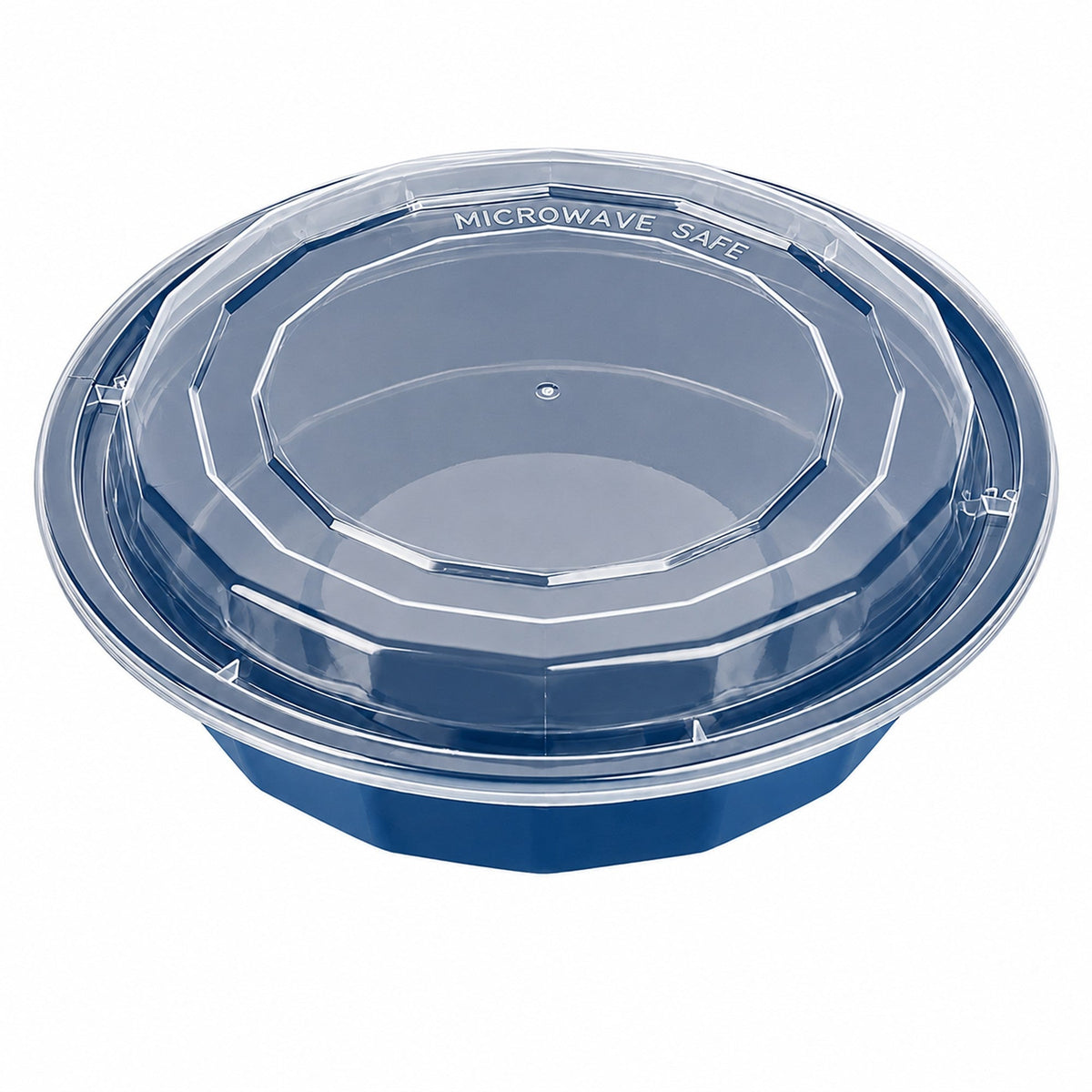 Boxes, To-Go, Asporto 24 Ounce, Microwavable Plastic, Midnight Blue, 7.25 x 7.25 x 1.50 Inch, Includes Clear Plastic Lid, Round,2 - 50 COUNT