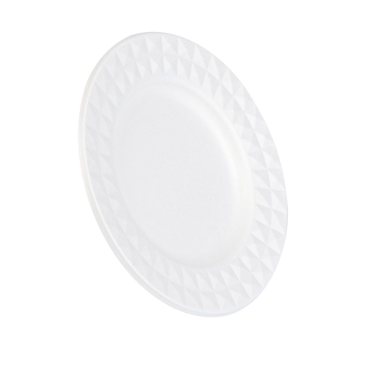 Plates, Pulp Safe 7 x 7 x 0.50 Inch, Sugarcane & Bagasse, White, with Diamond Rim,25 - 1 COUNT