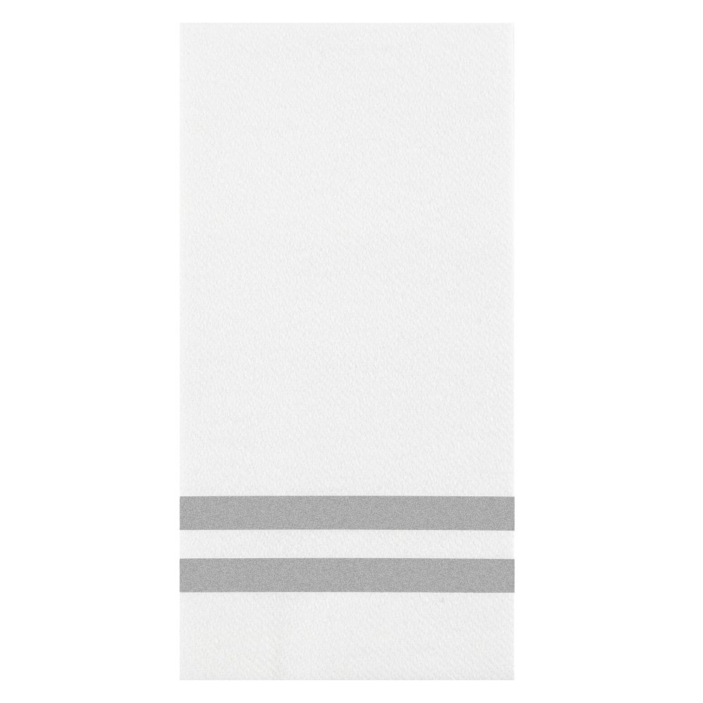 Towels, Guest, Luxenap, Linen-Like, White, with Silver Stripes, Air Laid, 15.75 x 8 Inch,2000 - 1 COUNT