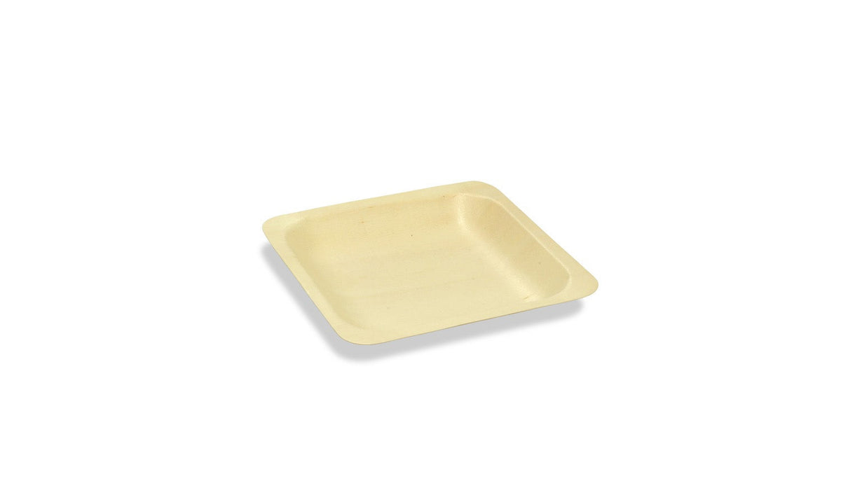 Plates, Square, Servewise, 4.5 Inch, Natural, Poplar & Pine Wood, 4.5 Linear Inch,1 - 200 COUNT