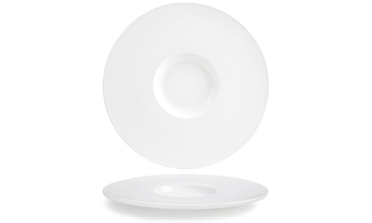 Plates, Monaco, 12.5 Inch, Porcelain, Round, Wide Rim,6 - 1 COUNT