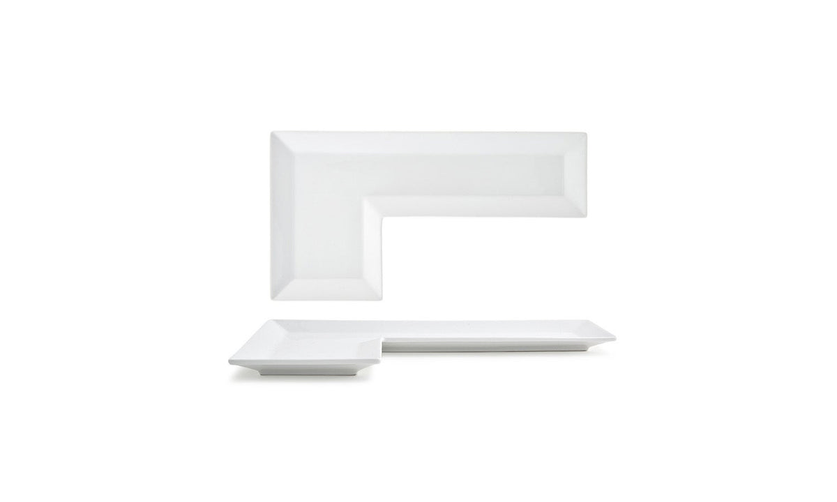 Plate, Puzzle, 13 x 7 x 0.75 Inch, White, L-Shaped,6 - 1 COUNT