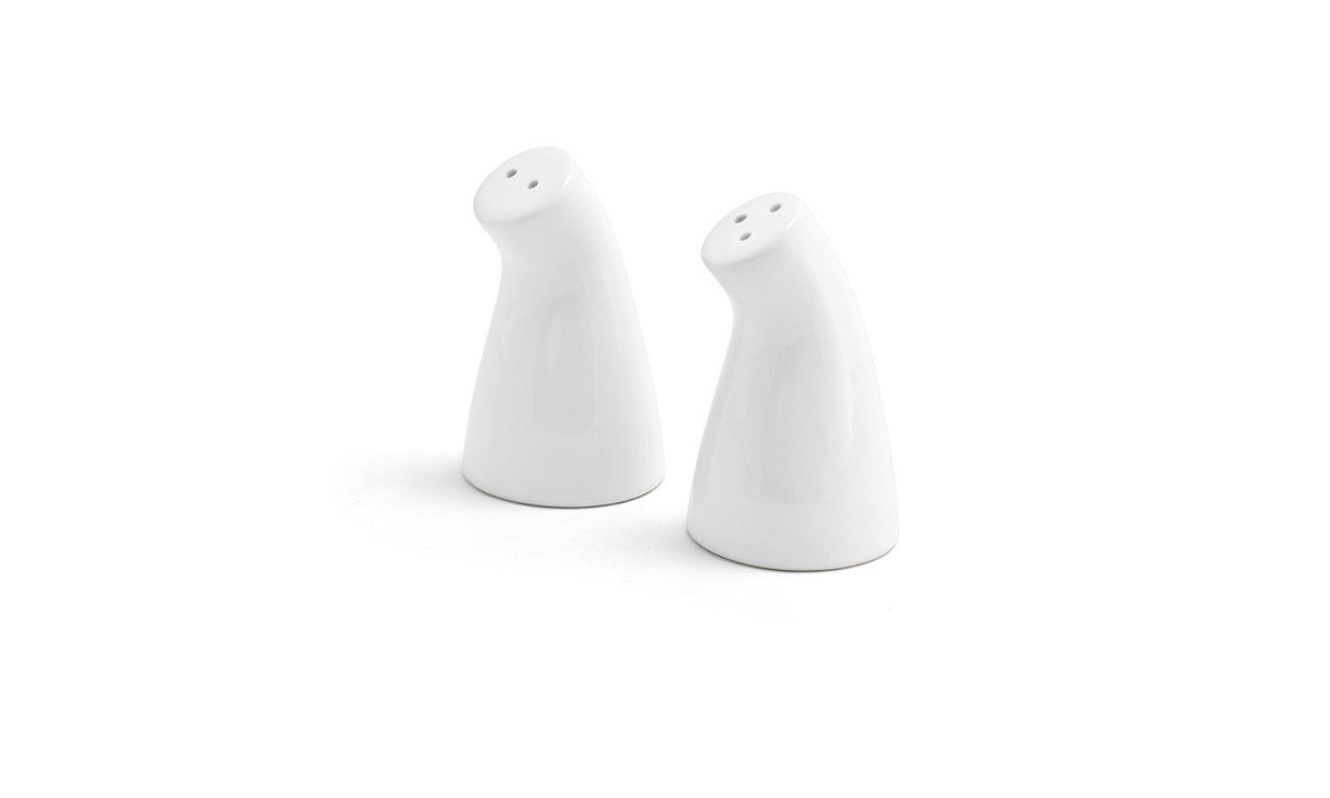 Shaker Sets, Salt & Pepper, 2 Ounce, Leaning, White, Porcelain,12 - 1 EACH