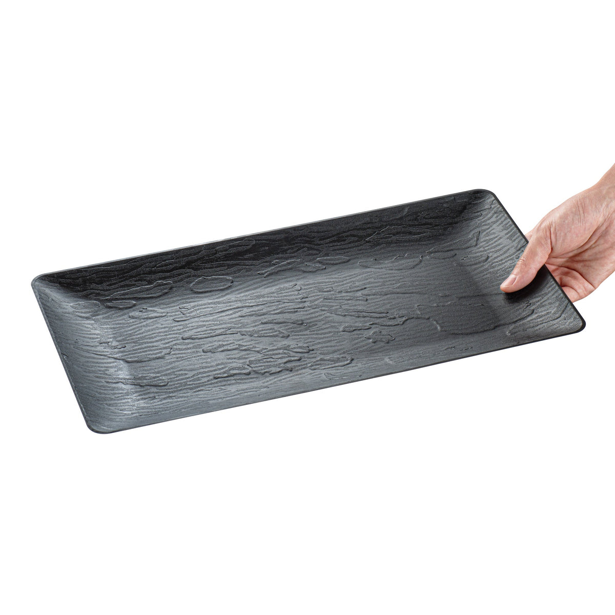 Plates, Maxi Serve 17 x 9 Inch, Plastic, Matte Black, Rectangular,25 - 1 COUNT