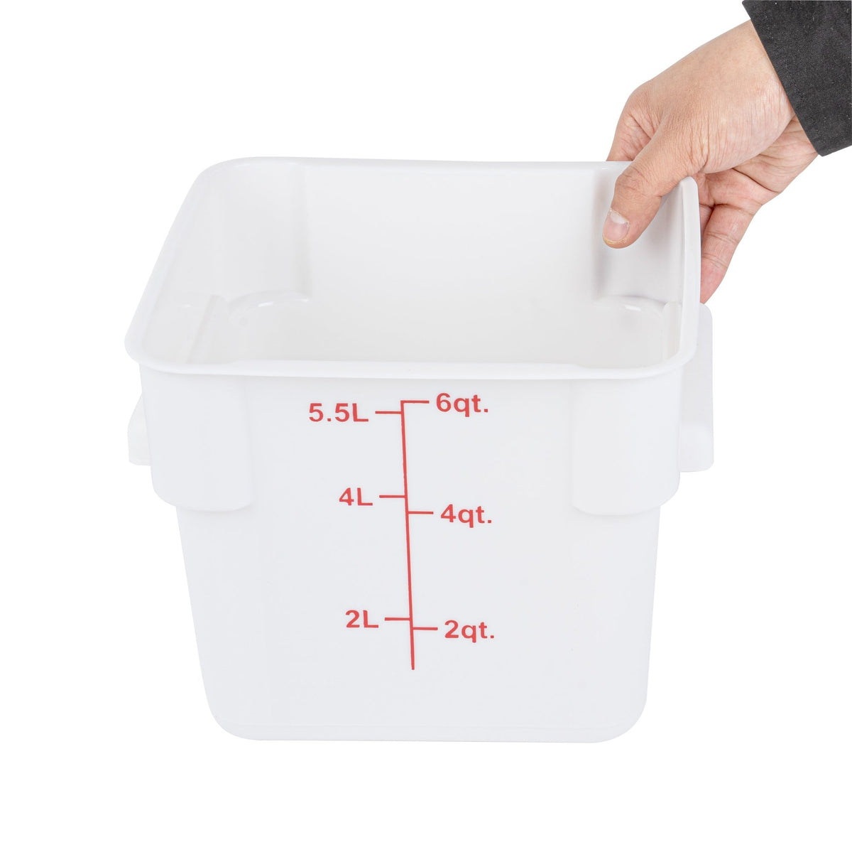 Containers, Food Storage, Met Lux 6 Quart, Square, White, 9 x 9 x 7.50 Inch, with Red Volume Markers,1 - 1 EACH
