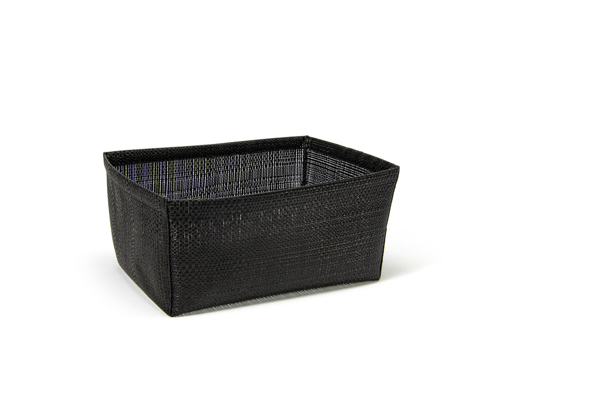 Baskets, Deep, 20 x 12 x 5.75 Inch Full-Size, Random Weave, Black, Woven Vinyl,4 - 1 COUNT