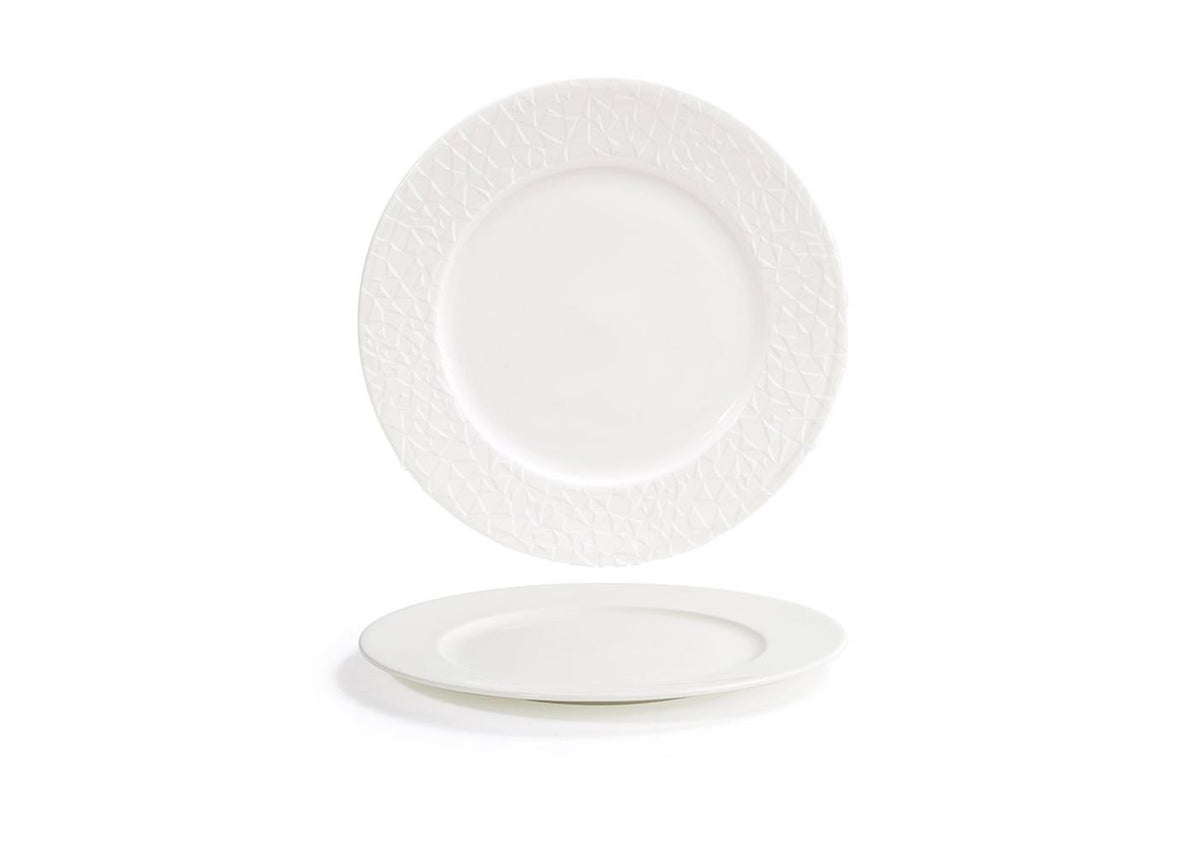 Plates, Rim, Facet, 9.5 Inch, White, Round,6 - 1 COUNT
