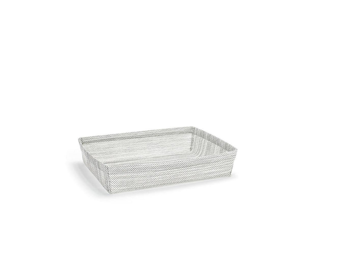 Baskets, Shallow, 12.25 x 9.5 x 2.5 Inch Half-Size, Mesh, Grey, Woven Vinyl,4 - 1 COUNT
