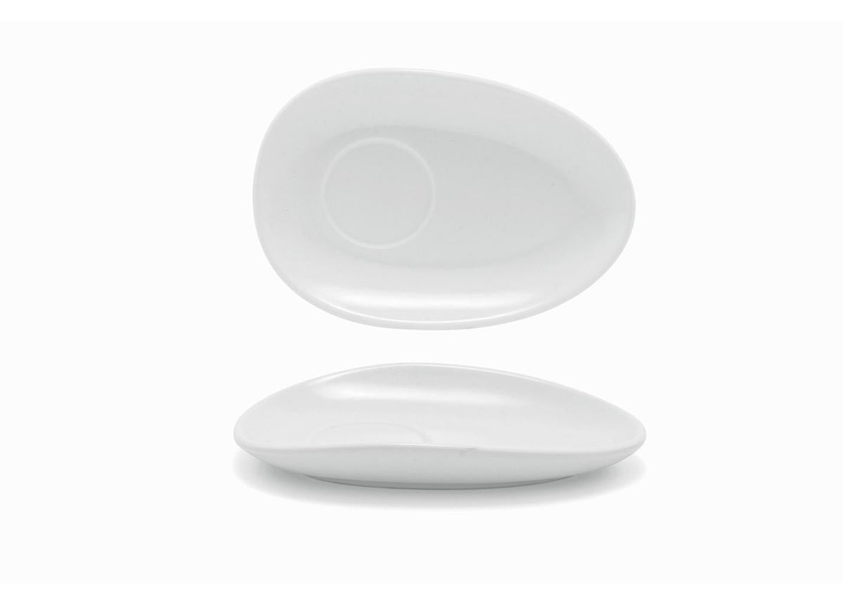 Saucers, Porcelain, 7 Inch, White, Oval,12 - 1 EACH