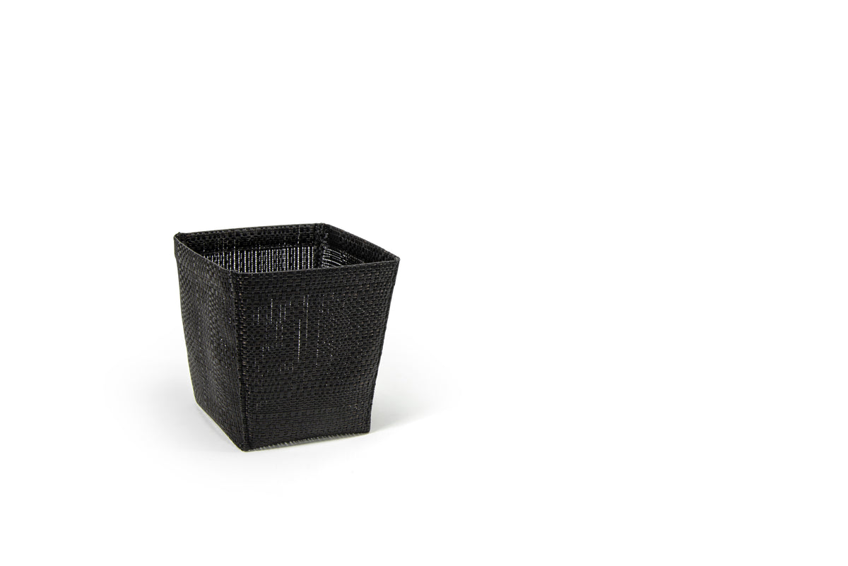 Baskets, 6.25 x 5.5 x 5.75 Inch, Random Weave, Black, Woven Vinyl,4 - 1 COUNT