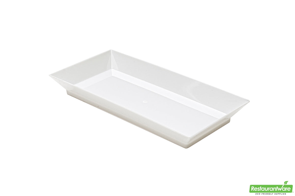 Plates, Appetizer, 5 Inch, Plastic, White, Rectangle, Heavyweight, 5 Linear Inch,1 - 100 COUNT