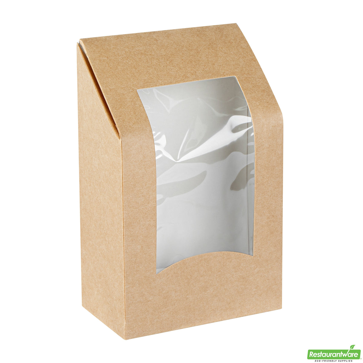 Containers, Sandwich Wrap, 5.9 x 3.7 Inch, Paper, Kraft Cafe Vision Design, Angle-Cut, with Window,1 - 200 COUNT
