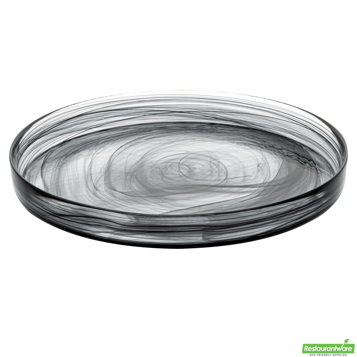 Plates, Vetri 11 x 11 x 1.25 Inch, Glass, Black Alabaster, Round,6 - 1 COUNT