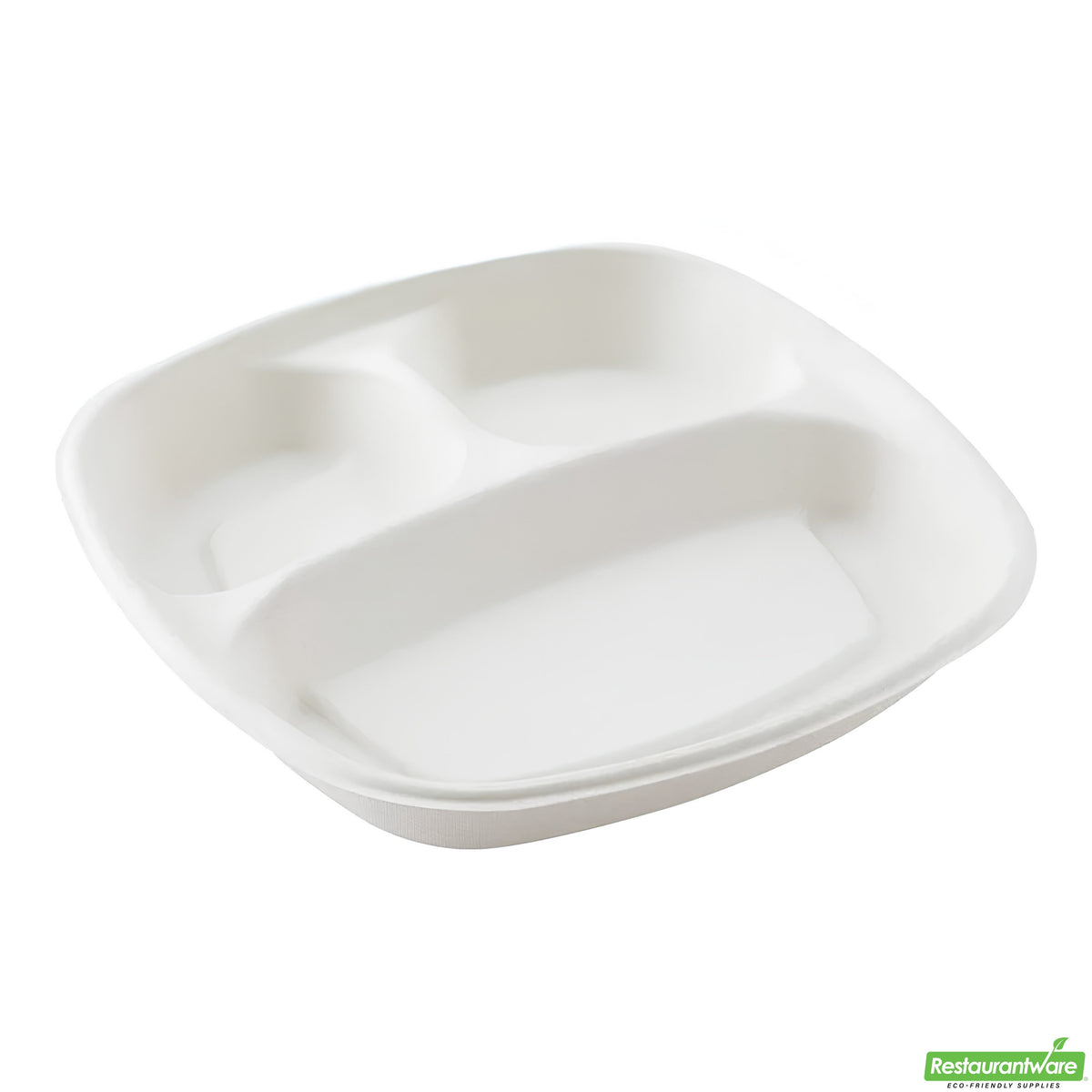 Plates, Salad, 15 Ounce 8.75 x 8.75 x 1.25 Inch, Sugarcane, White, Square,1 - 100 COUNT