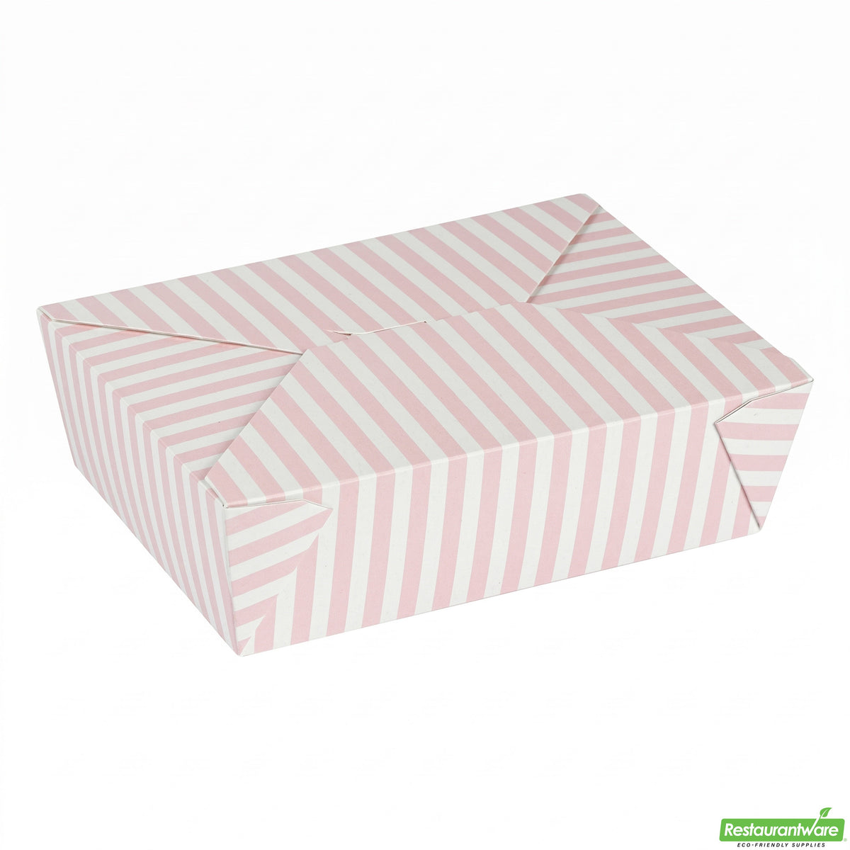 Containers, Take-Out, Bio Tek 71 Ounce, Paper, Pink & White Stripe, 8.50 x 6.25 x 2.50 Inch, #3, Rectangular,4 - 50 COUNT