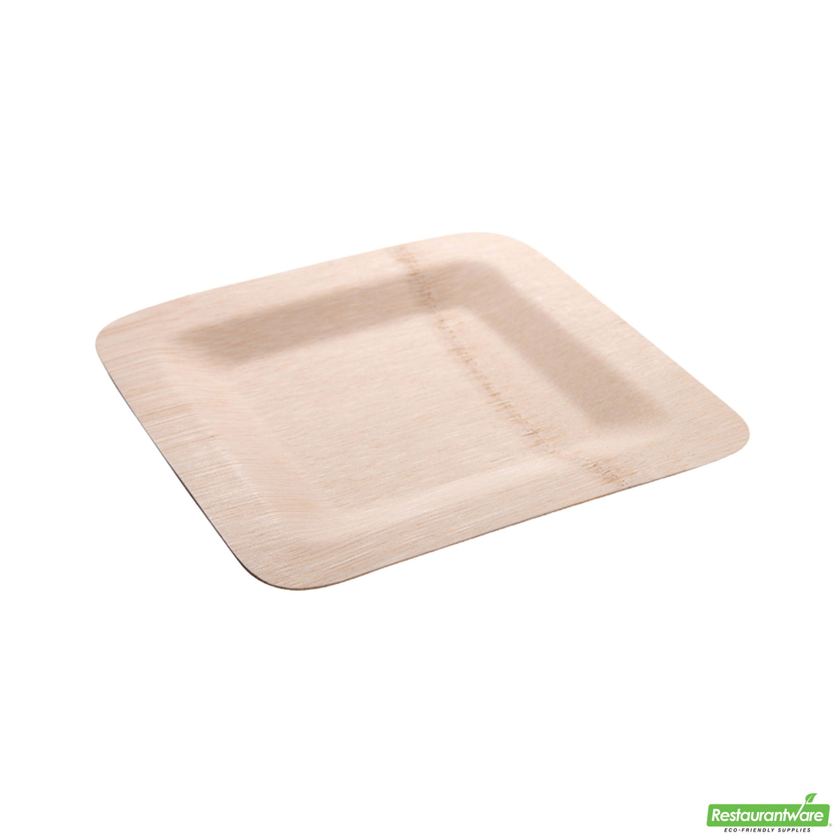 Plates, 7 Inch, Bamboo Veneer, Natural, Square, 7 Linear Inch,1 - 100 COUNT