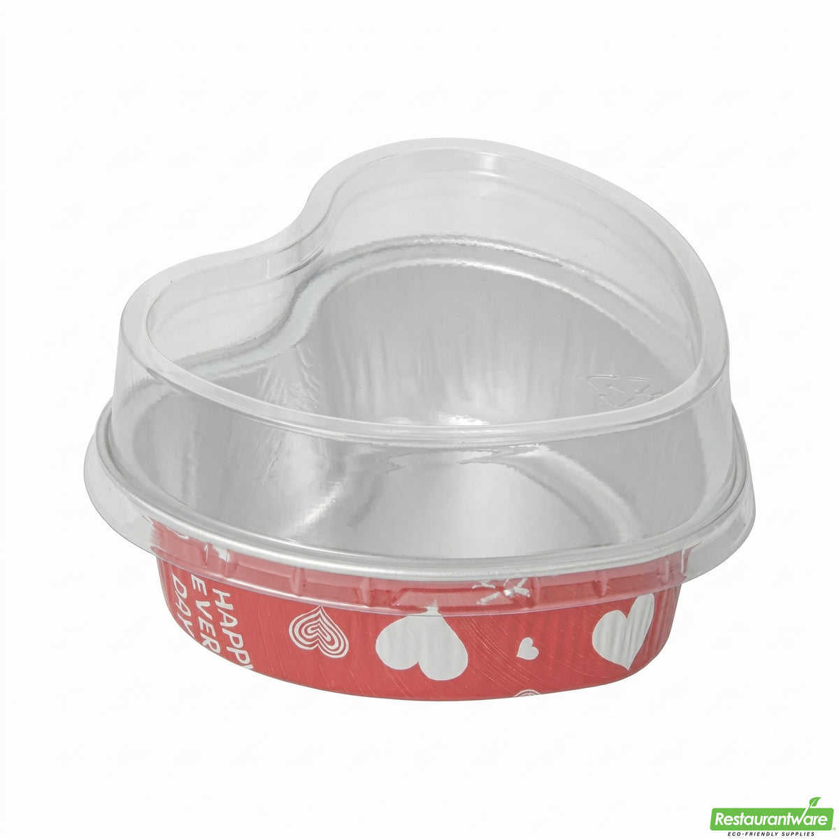 Cups, Bakery, 3.4 Ounce, Foil, Red with Clear Plastic Dome Lids, Heart-Shaped, 3.4 Ounce,1 - 100 COUNT
