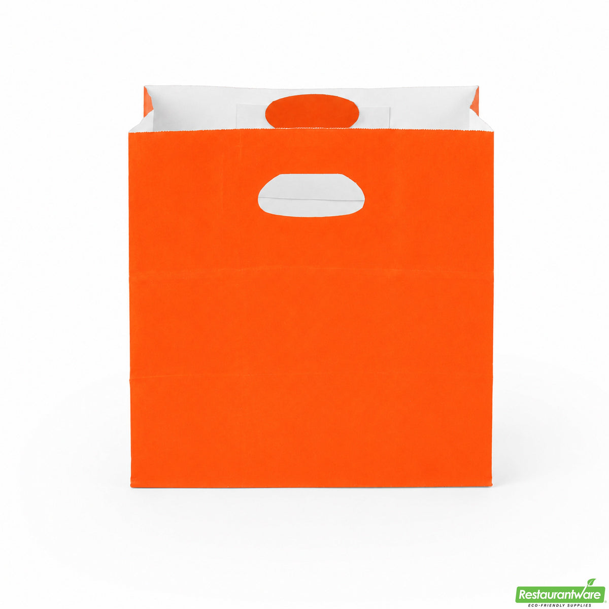 Bags, Take-Out, Bag Tek 11 x 7 x 11 Inch, Paper, Tangerine Orange, Rectangular, with Handles,100 - 1 COUNT