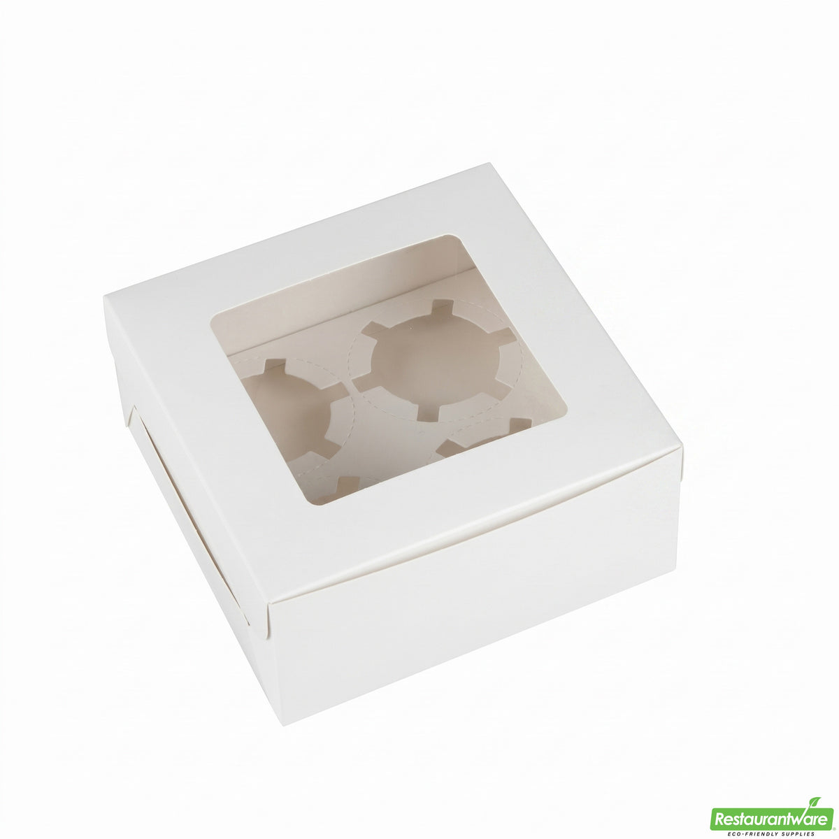 Boxes, Cupcake, 6.25 x 6.25 x 3 Inch, Paper, White, Square, with Hinge Lock Lid & Transparent Window,1 - 100 COUNT